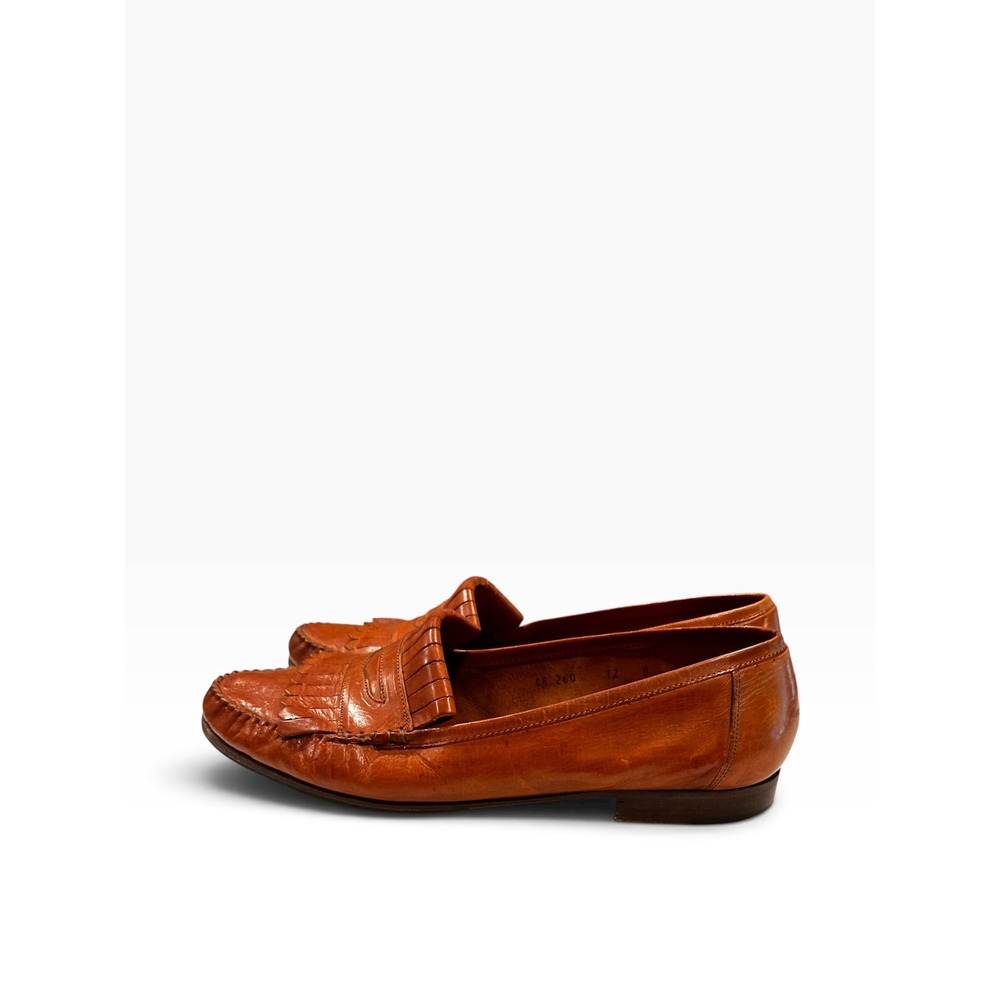 Allen Edmonds Grenada Mens 12 B Cognac Leather Kiltie Loafers Made in Italy